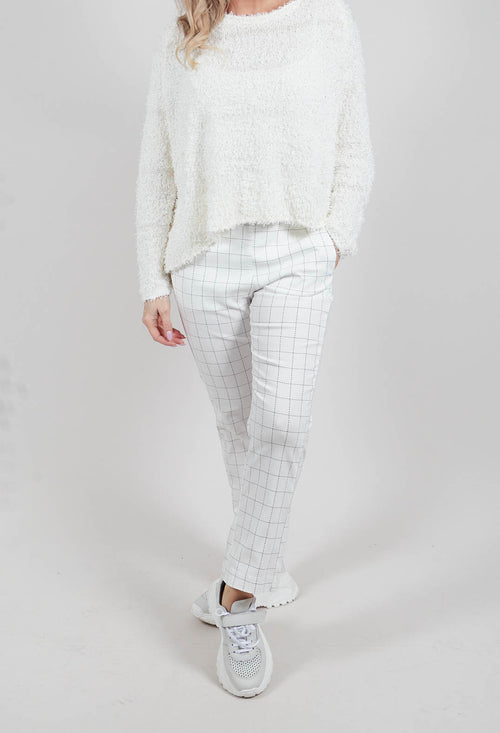 Slim Leg Trousers in Off White Check - 3440104