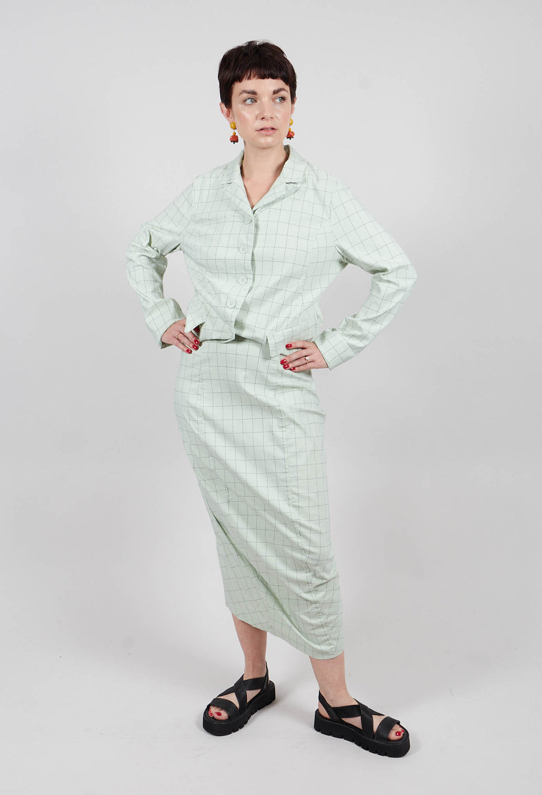 Pencil Skirt in Lime Check - 3440305