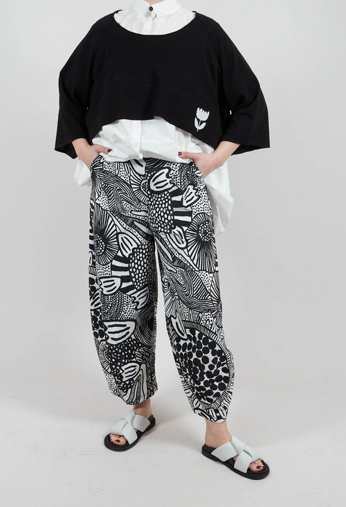 Pull On Trousers in Black Print - 3440106