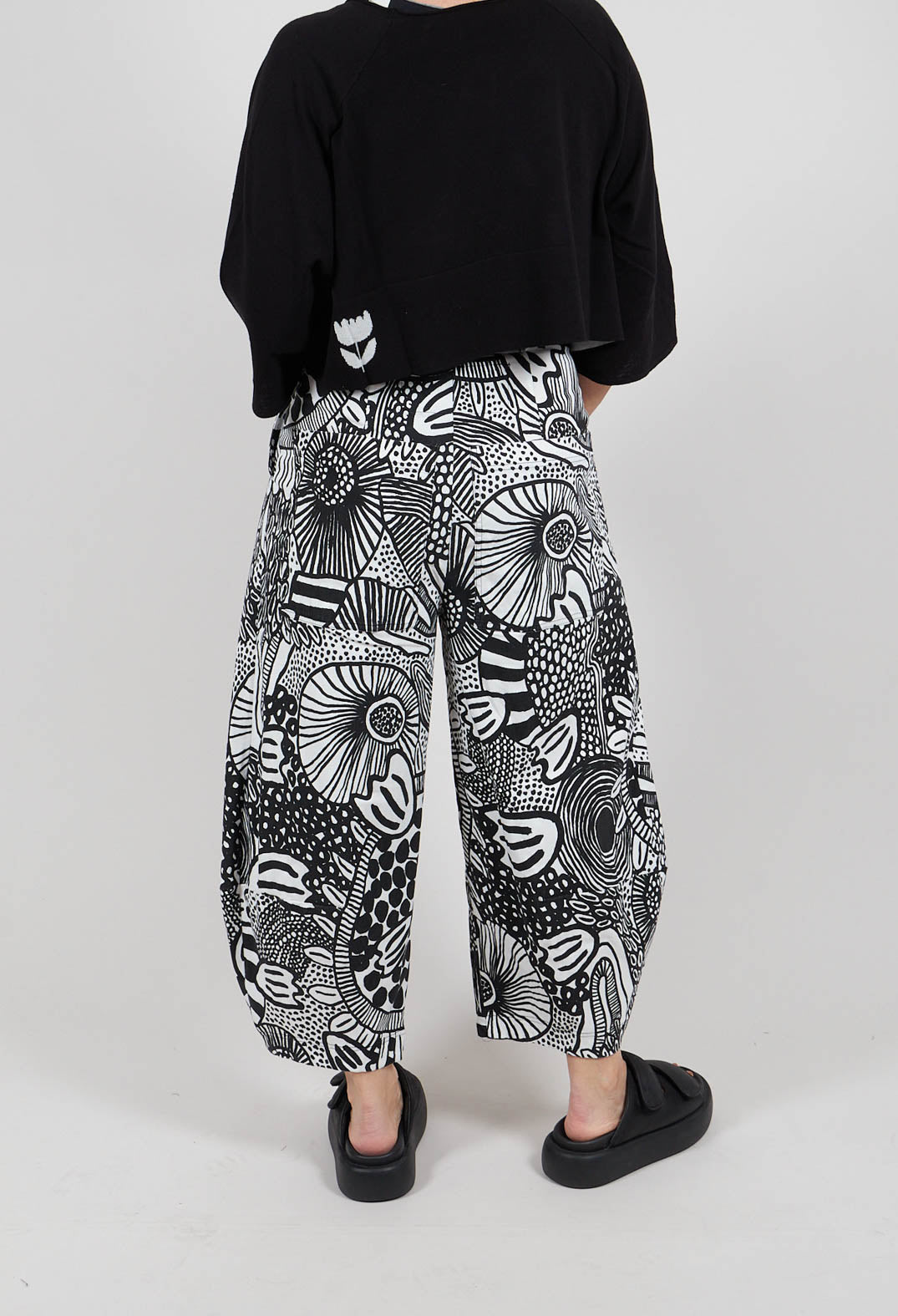 Pull On Trousers in Black Print - 3440106