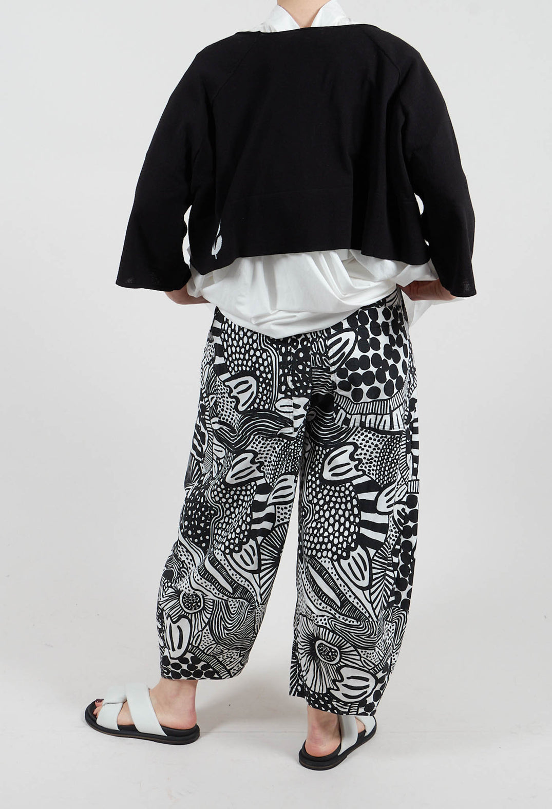 Pull On Trousers in Black Print - 3440106