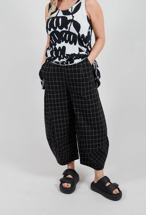 Pull On Trousers in Black Check - 3440106