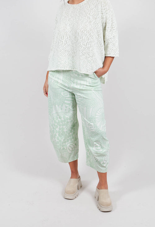 Pull On Trousers in Lime Print - 3440106