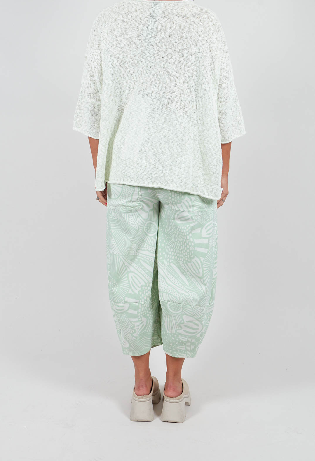 Pull On Trousers in Lime Print - 3440106