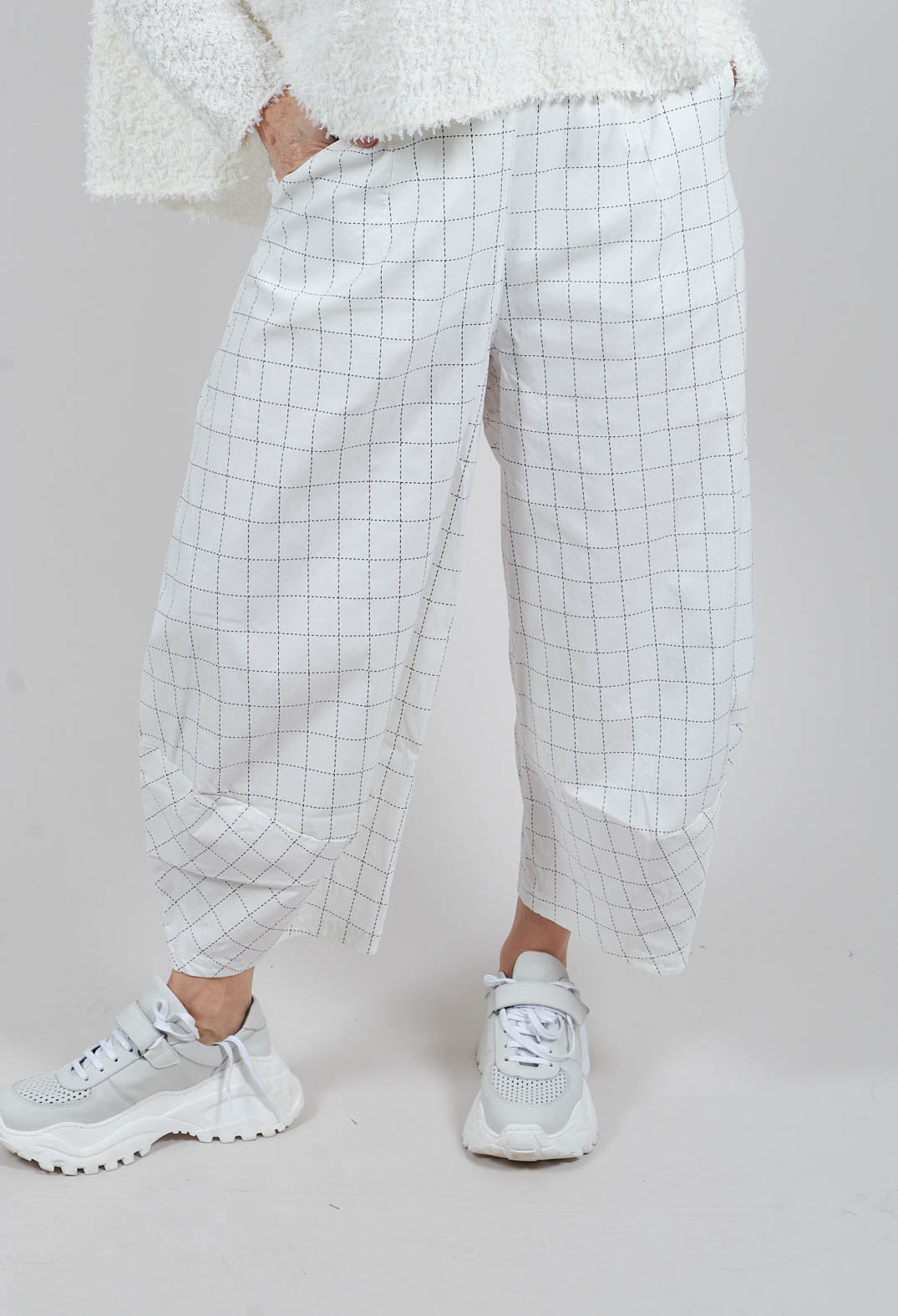 Pull On Trousers in Off White Check - 3440106