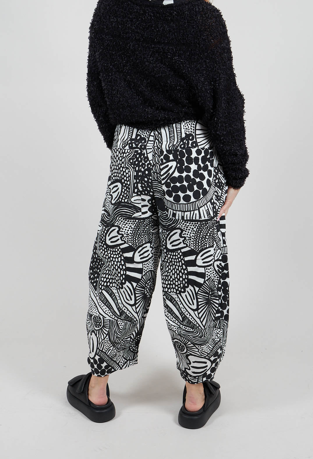Pull On Balloon Trousers in Black Print - 3440109