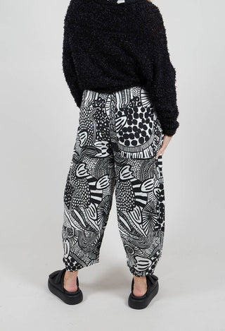 Pull On Balloon Trousers in Black Print - 3440109