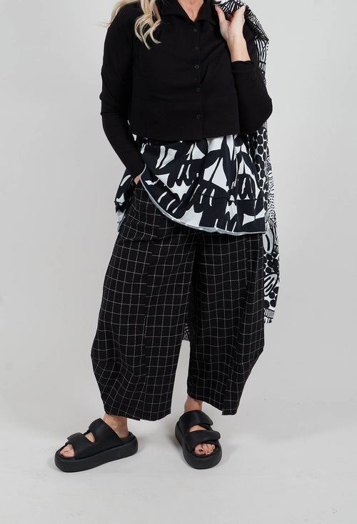 Pull On Balloon Trousers in Black Check - 3440109