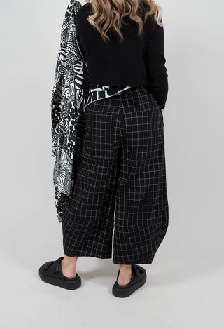 Pull On Balloon Trousers in Black Check - 3440109