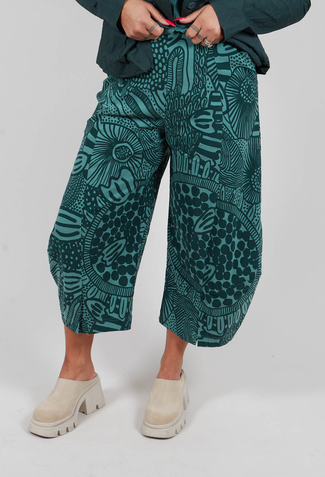 Pull On Balloon Trousers in Tree Print - 3440109