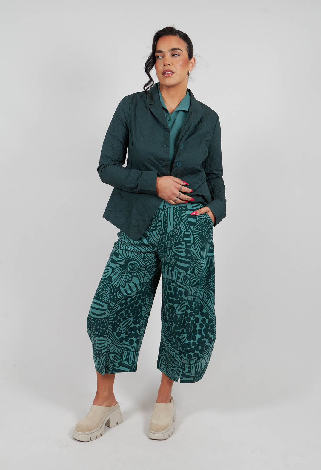 Pull On Balloon Trousers in Tree Print - 3440109
