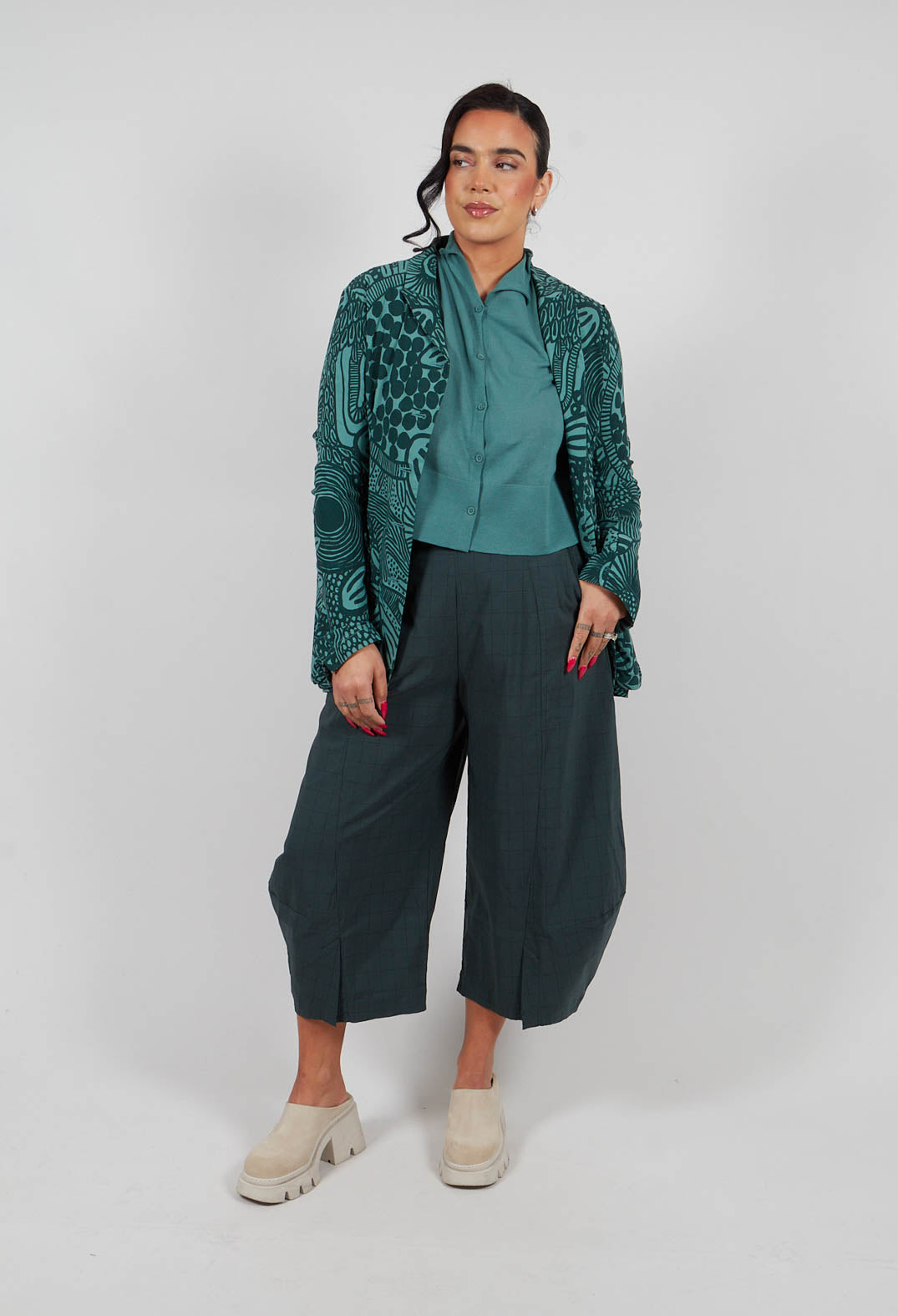 Pull On Balloon Trousers in Tree Check - 3440109