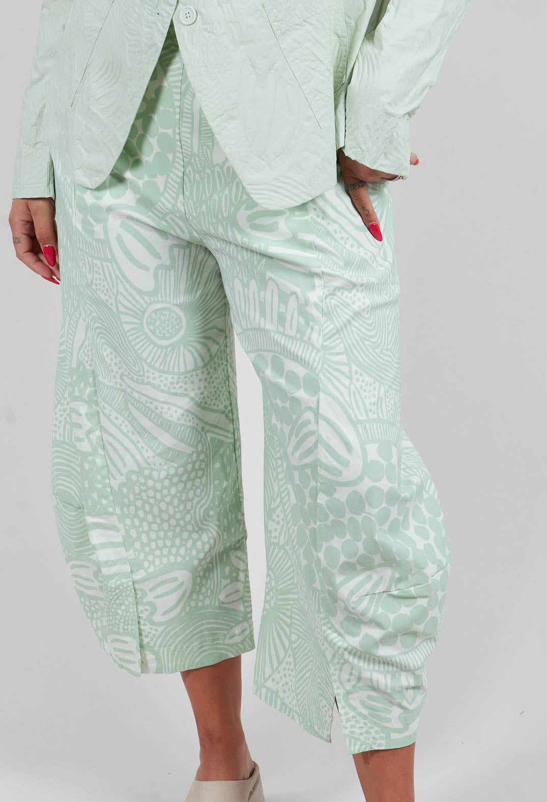 Pull On Balloon Trousers in Lime Print - 3440109