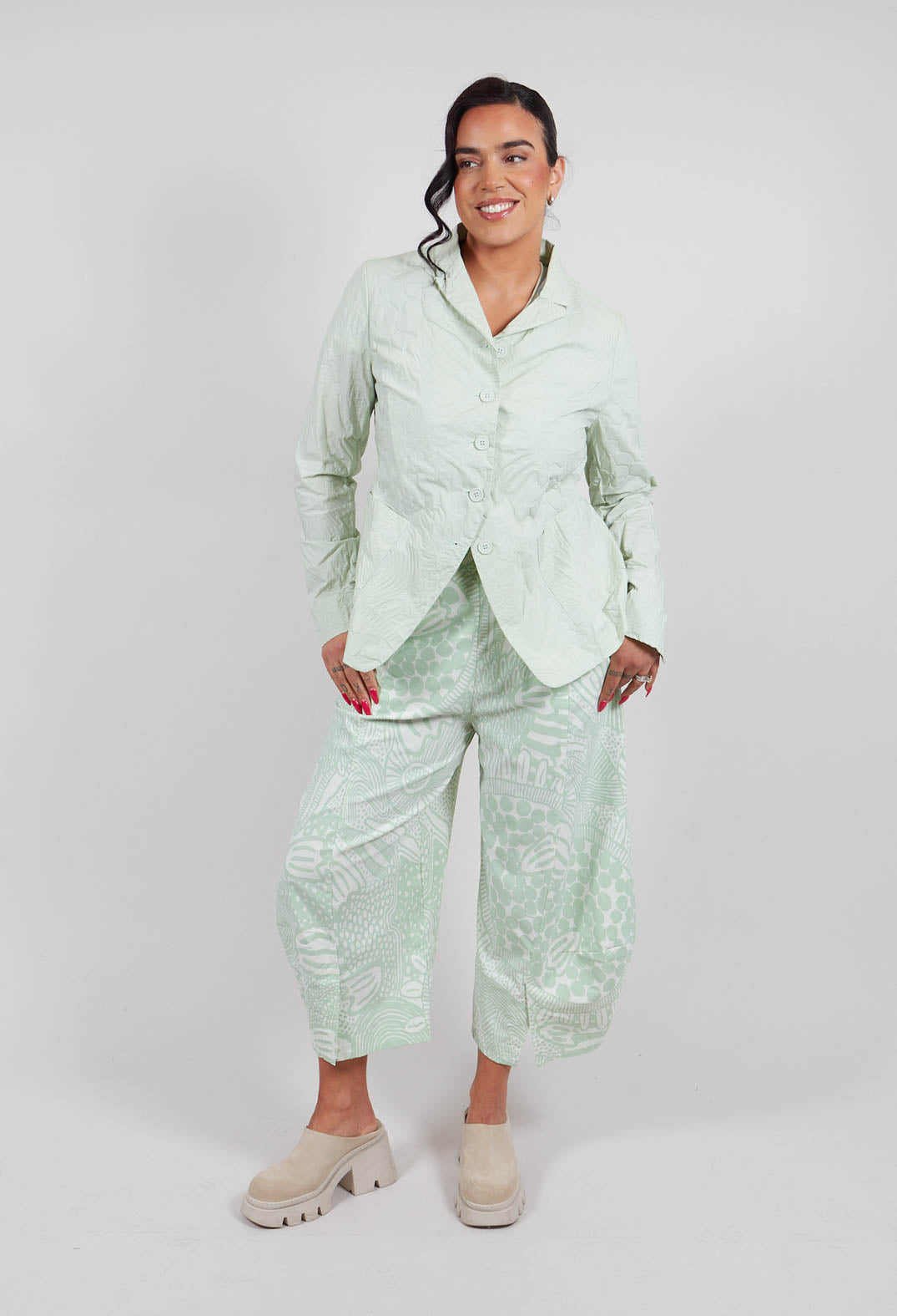 Pull On Balloon Trousers in Lime Print - 3440109