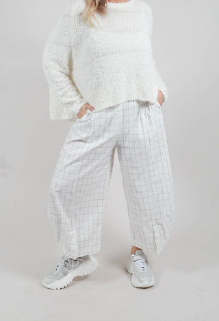 Pull On Balloon Trousers in Off White Check - 3440109