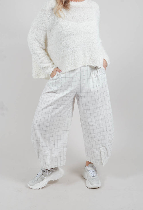 Pull On Balloon Trousers in Off White Check - 3440109