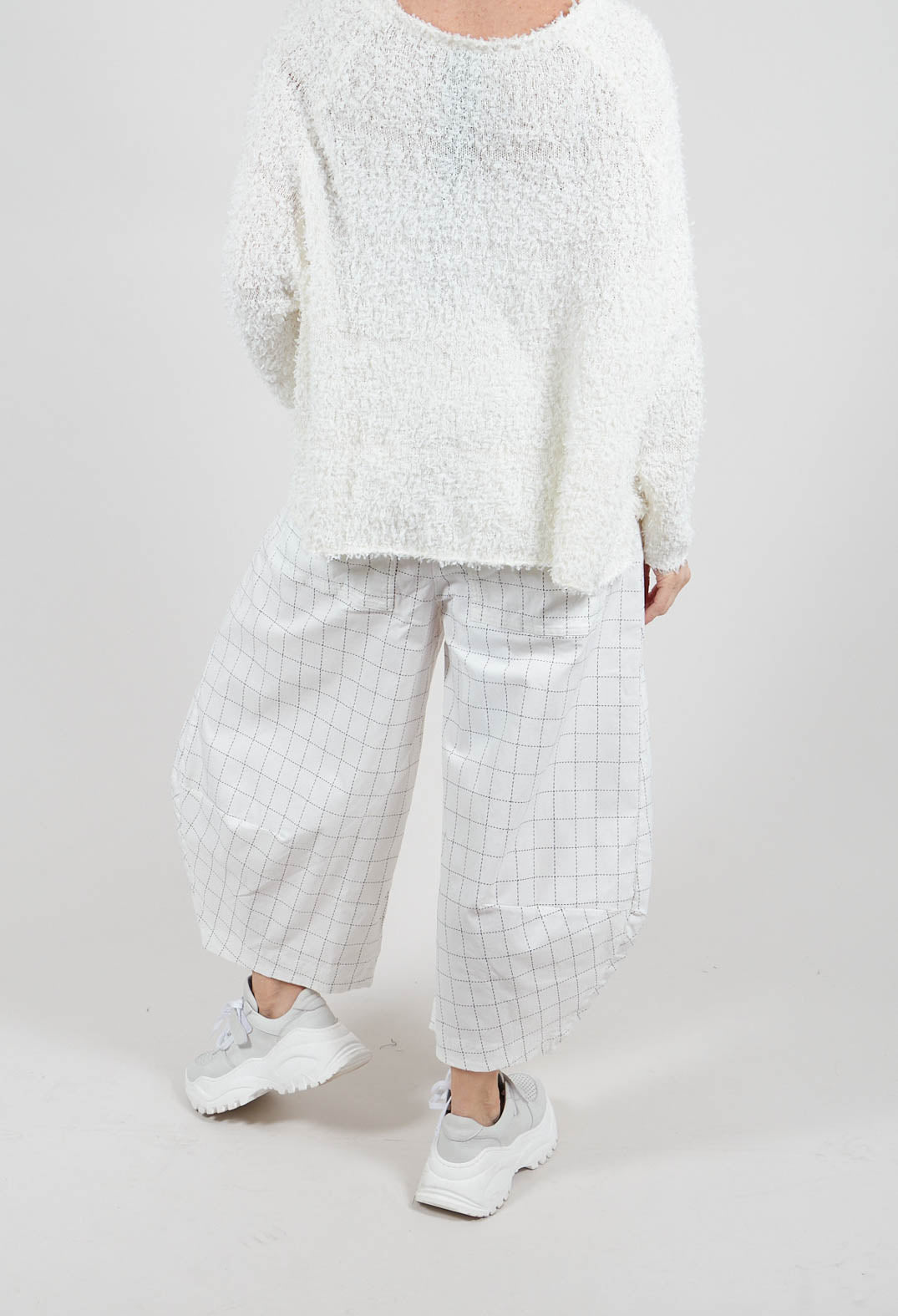 Pull On Balloon Trousers in Off White Check - 3440109