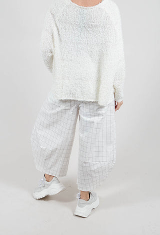 Pull On Balloon Trousers in Off White Check - 3440109