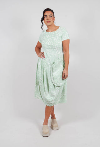 Short Sleeve Dress in Lime Print - 3440910