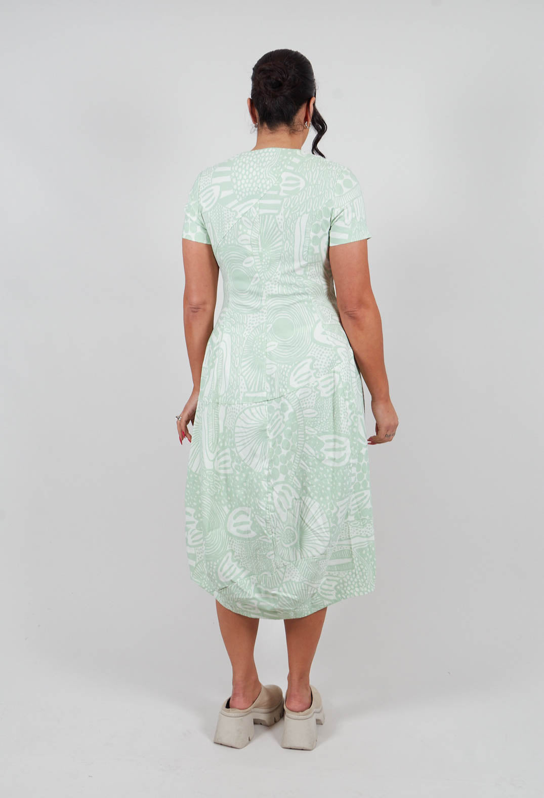 Short Sleeve Dress in Lime Print - 3440910