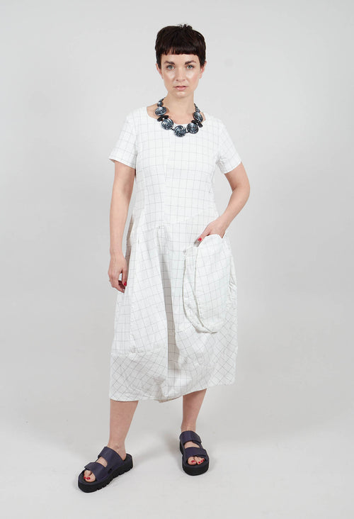 Short Sleeve Dress in Off White Check - 3440910