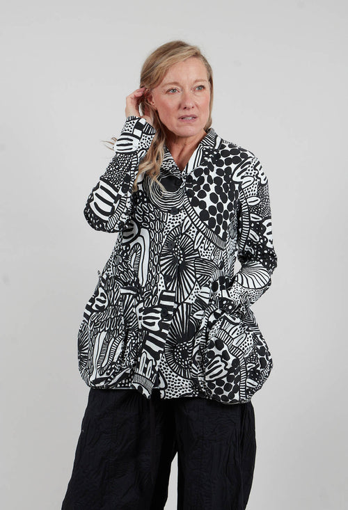 Jacket with Patch Pockets in Black Print - 3441111
