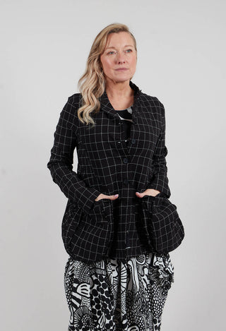 Jacket with Patch Pockets in Black Check - 3441111