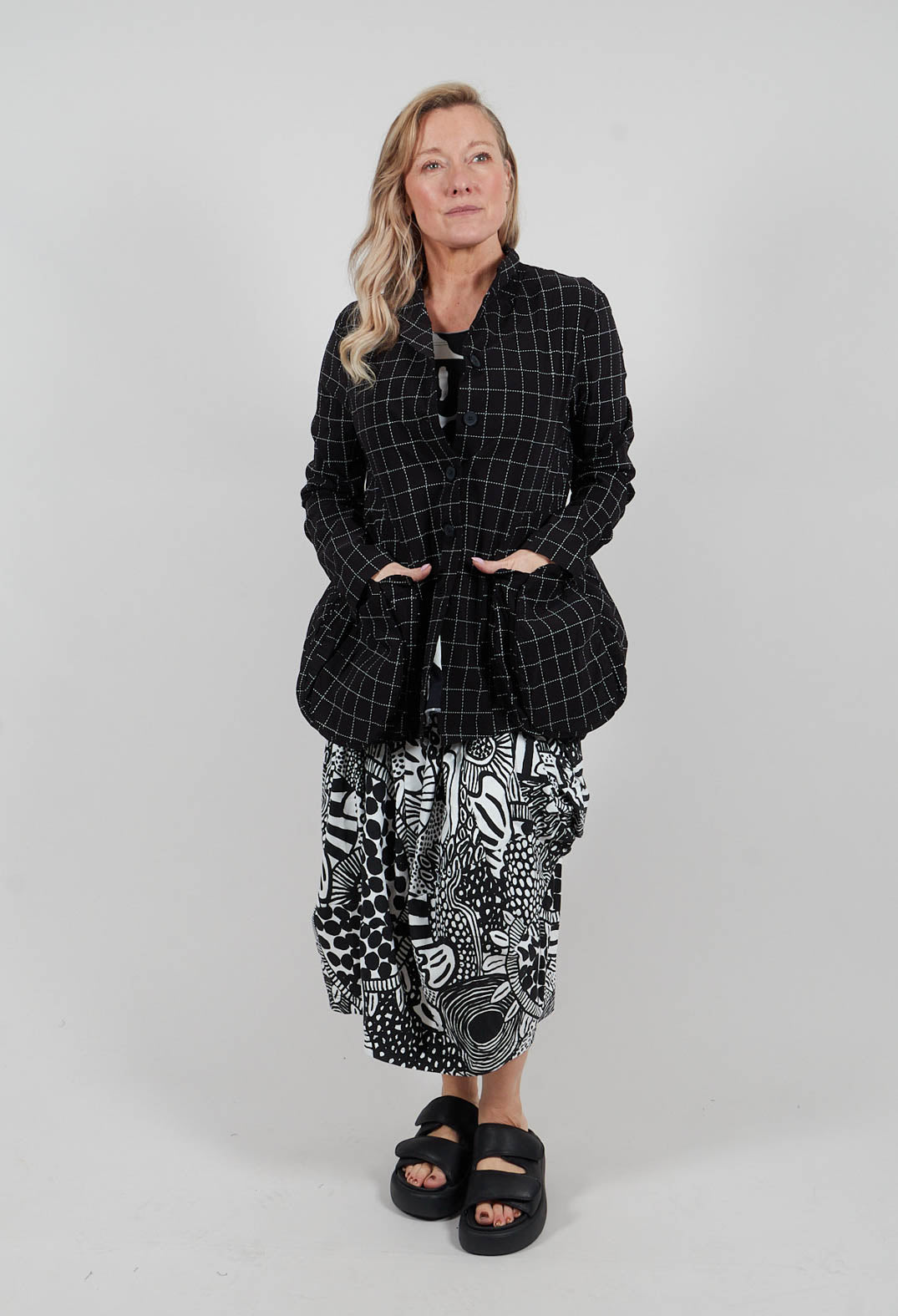 Jacket with Patch Pockets in Black Check - 3441111