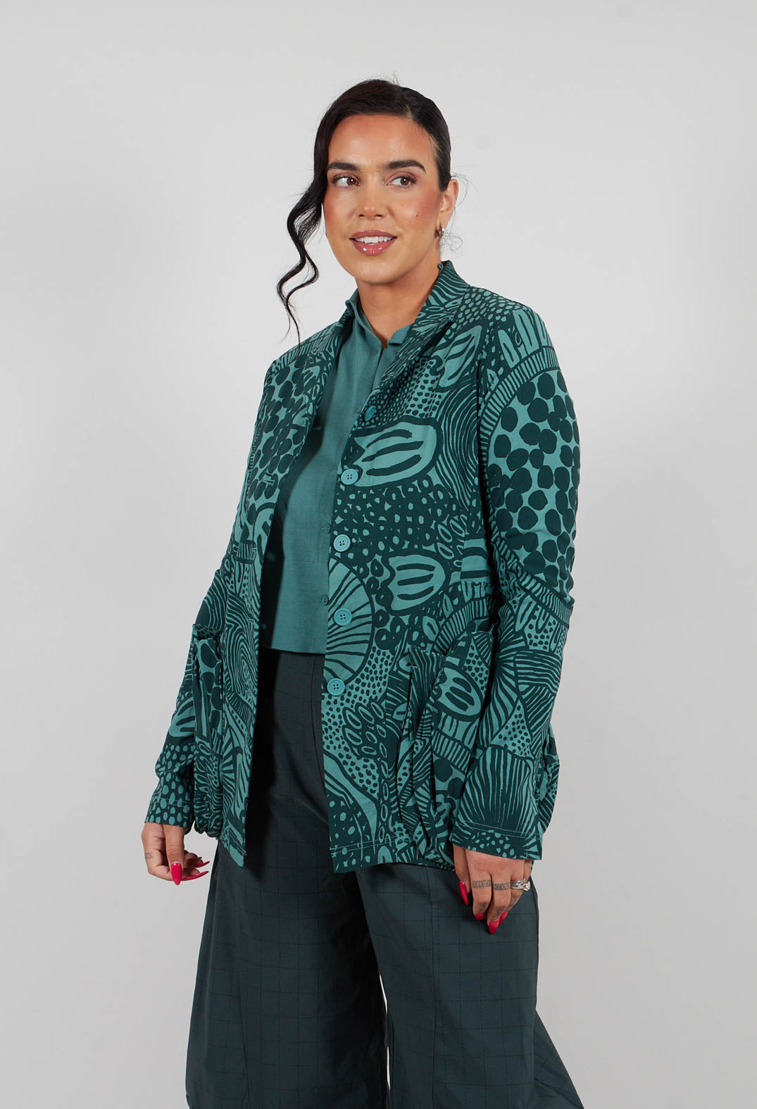 Jacket with Patch Pockets in Tree Print - 3441111