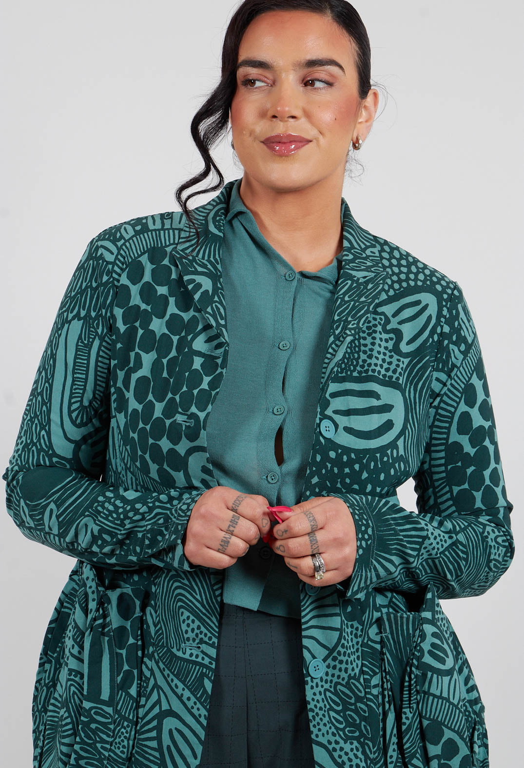 Jacket with Patch Pockets in Tree Print - 3441111