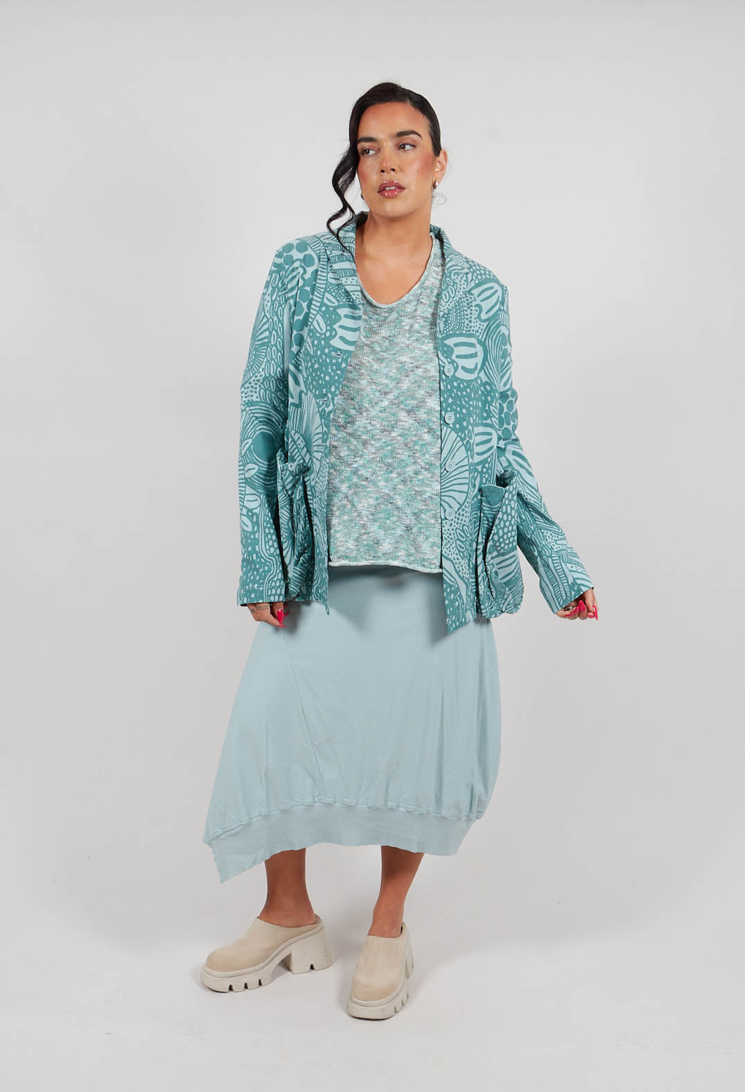 Jacket with Patch Pockets in Grass Print - 3441111