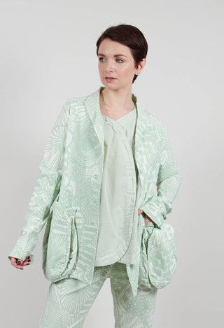 Jacket with Patch Pockets in Lime Print - 3441111