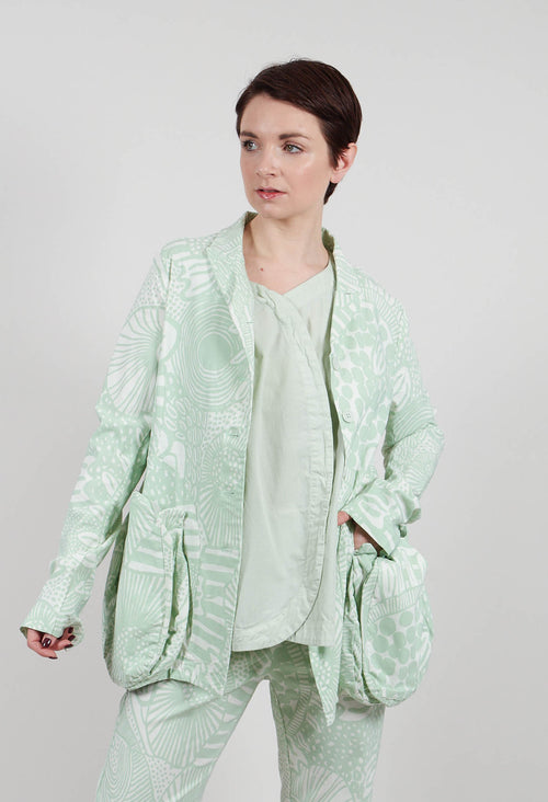 Jacket with Patch Pockets in Lime Print - 3441111