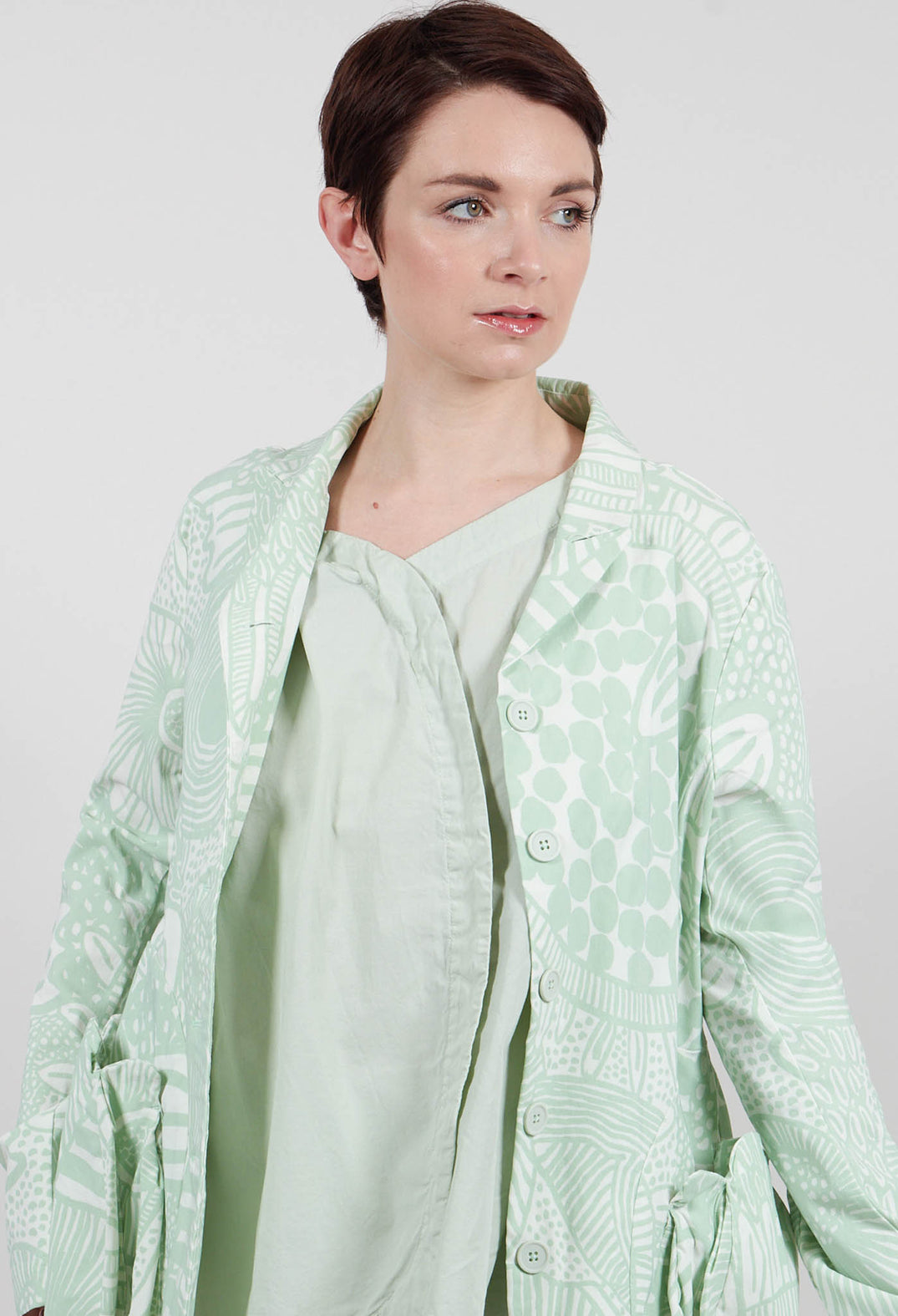 Jacket with Patch Pockets in Lime Print - 3441111