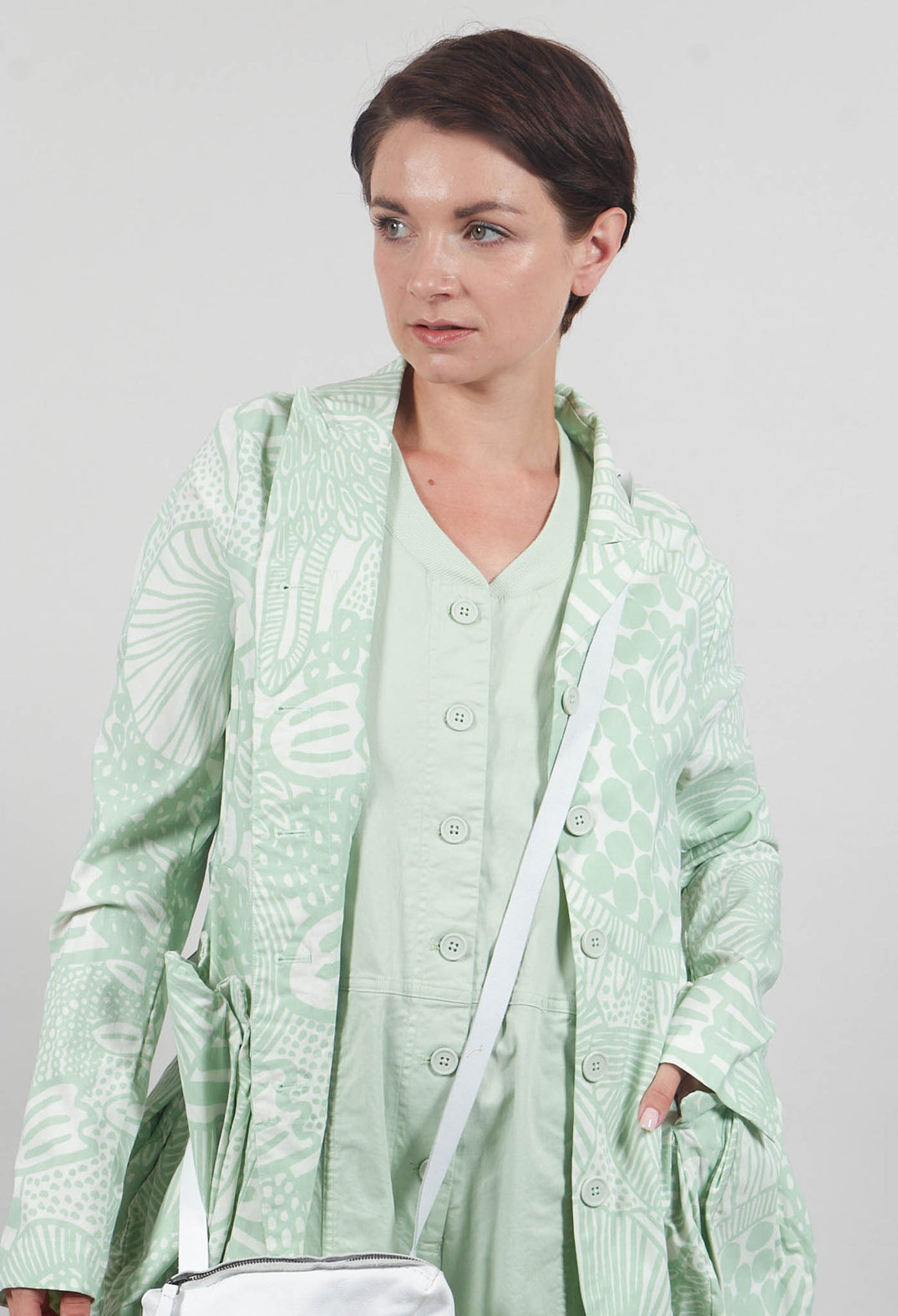 Jacket with Patch Pockets in Lime Print - 3441111
