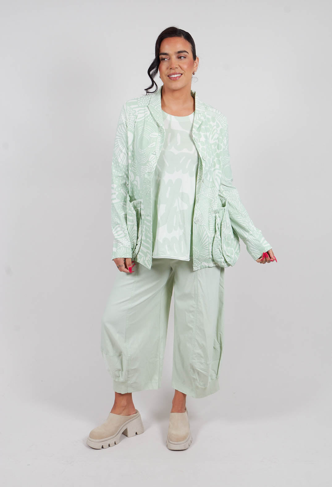 Jacket with Patch Pockets in Lime Print - 3441111