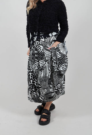 Balloon Skirt in Black Print - 3440313