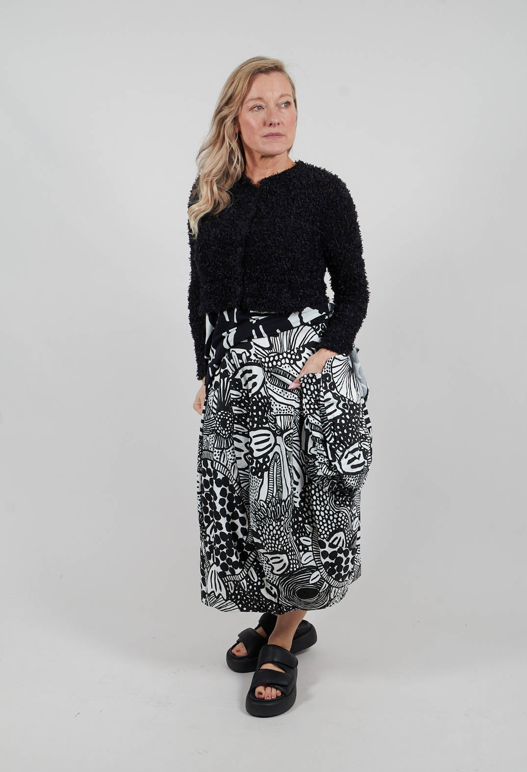 Balloon Skirt in Black Print - 3440313