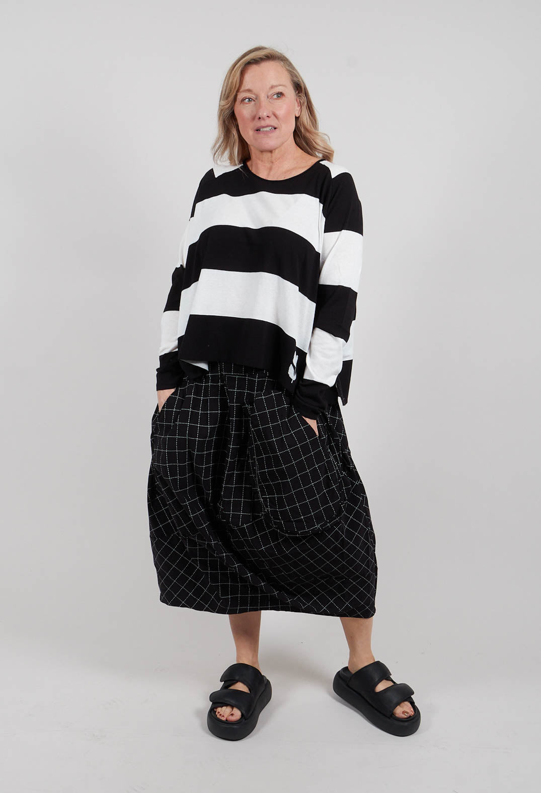 Balloon Skirt in Black Check - 3440313
