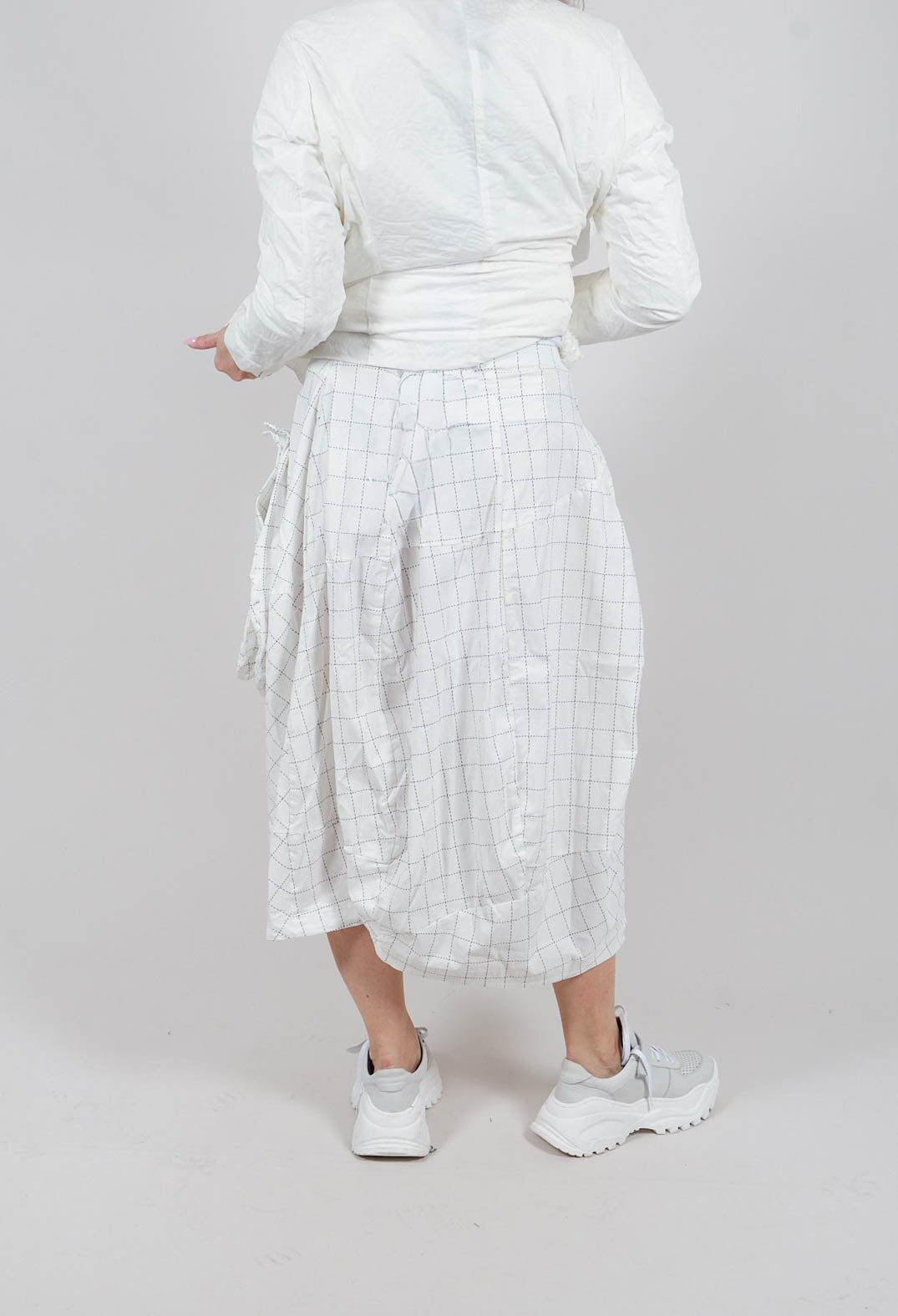 Balloon Skirt in Off White Check - 3440313