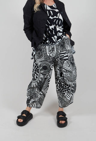 Balloon Trousers in Black Print - 3440114