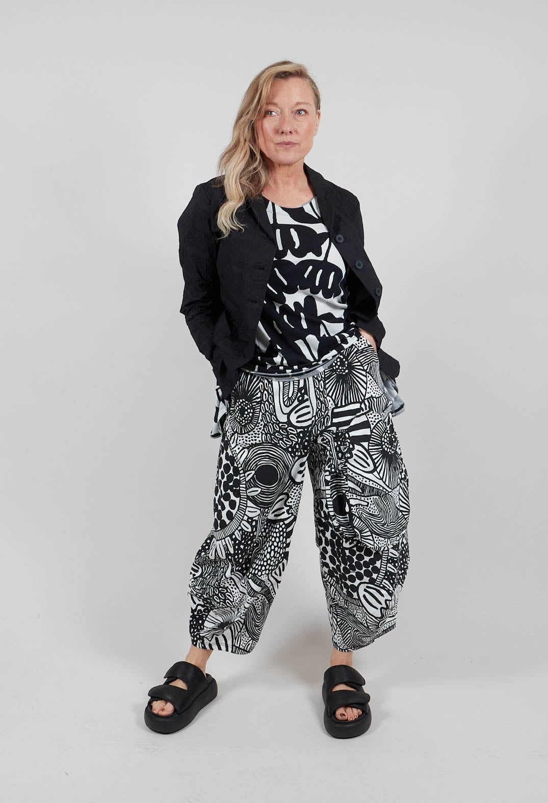 Balloon Trousers in Black Print - 3440114