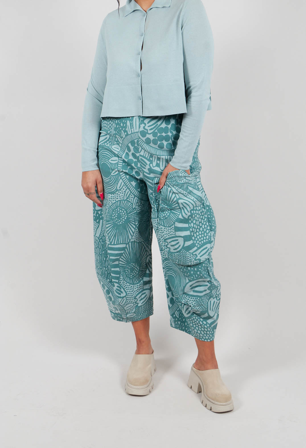 Balloon Trousers in Grass Print - 3440114