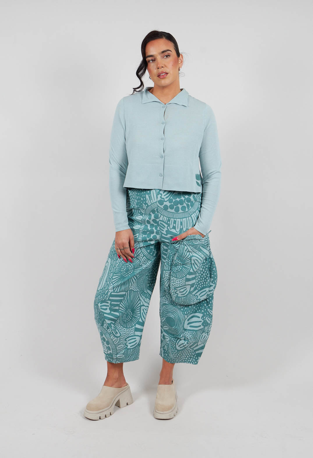 Balloon Trousers in Grass Print - 3440114