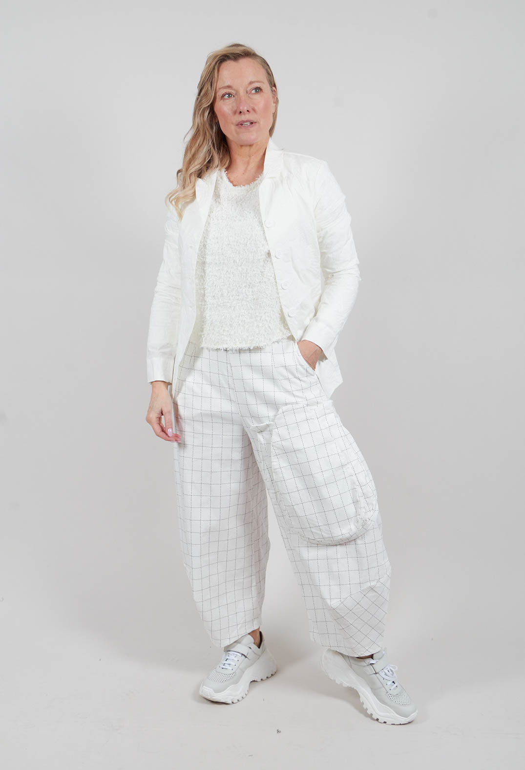 Balloon Trousers in Off White Check - 3440114