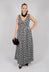 V Neck Maxi Dress with Spot Print in Black