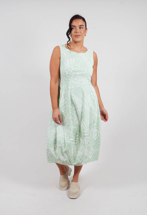 Balloon Dress in Lime Print - 3440916