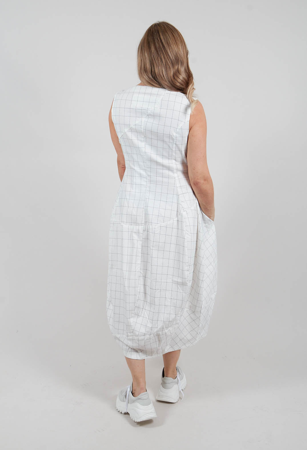 Balloon Dress in Off White Check - 3440916