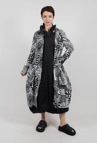 Balloon Coat in Black Print - 3441217