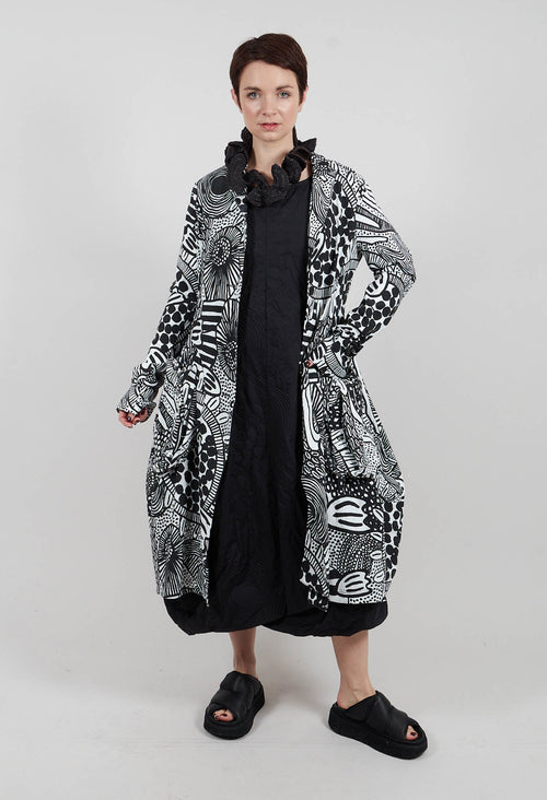 Balloon Coat in Black Print - 3441217